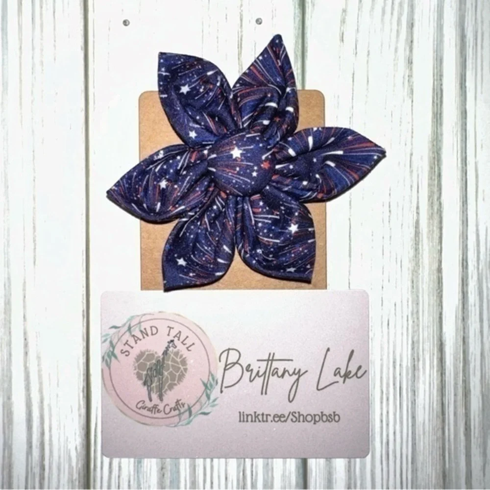 2/$10 Fireworks blue dog flower over the collar accessory 3” size new #1